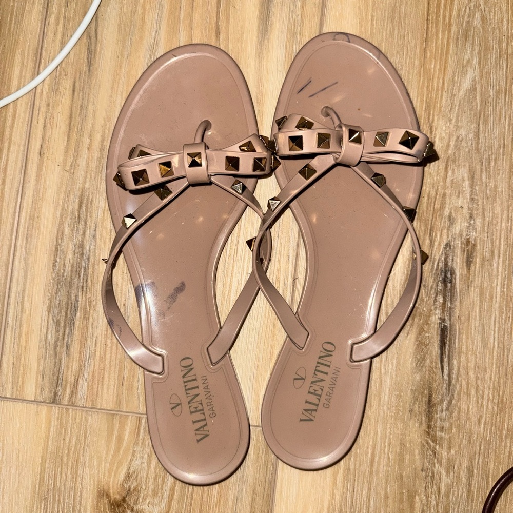 Valentino Women's Beige Studded Sandals 40